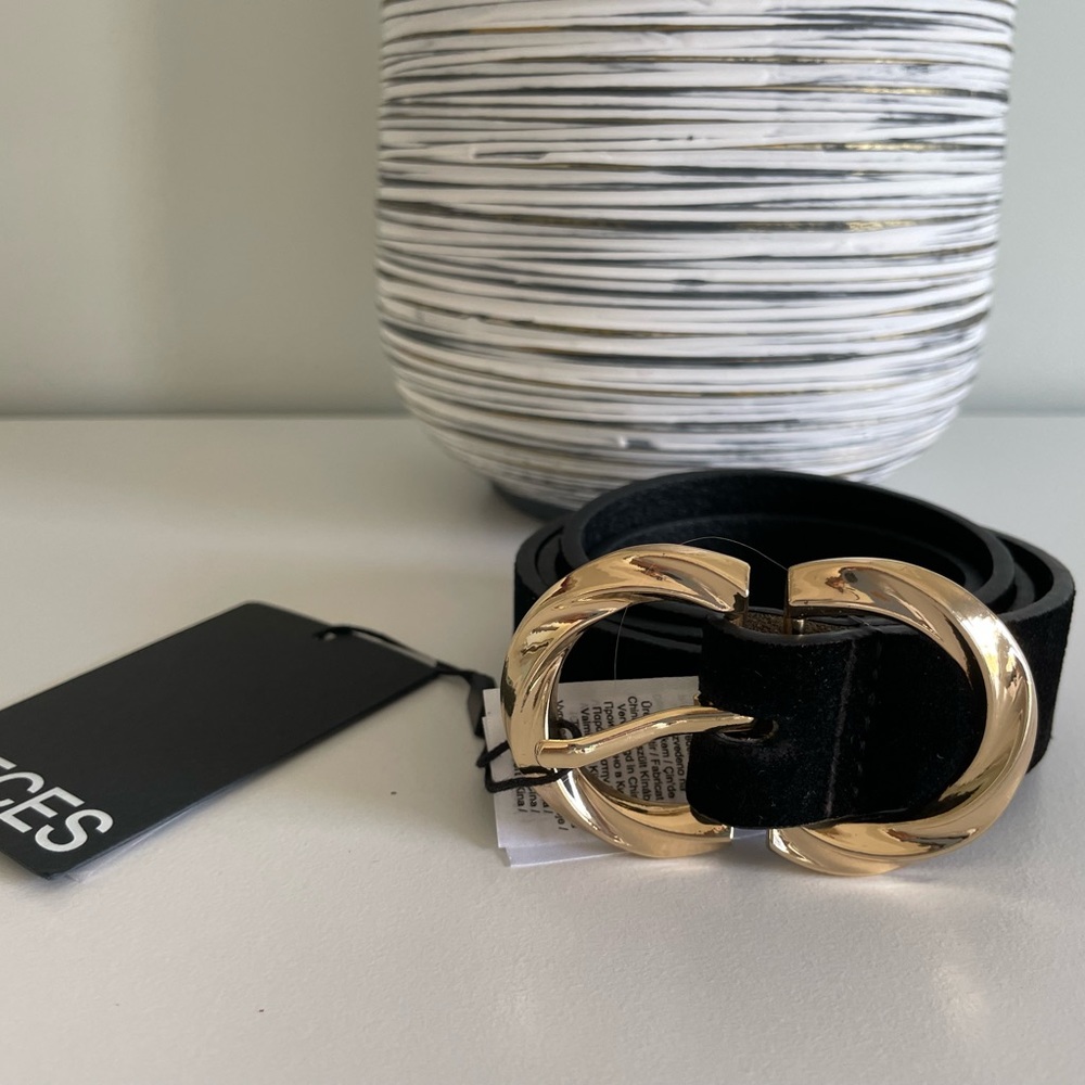 Womens black suede belt